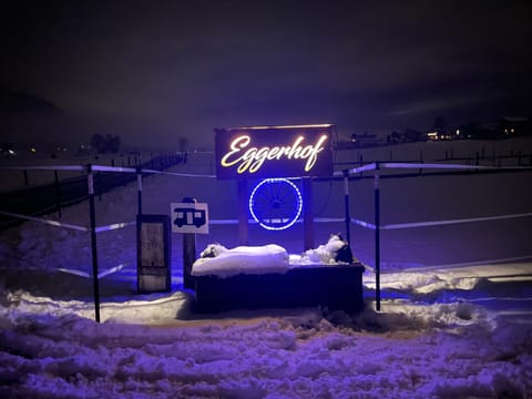 Property building, Night, Winter