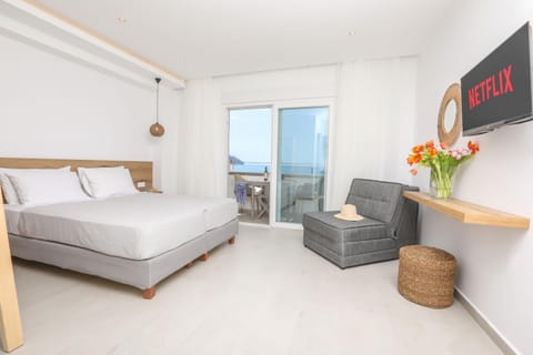 Bed, TV and multimedia, Living room, Photo of the whole room, Seating area, Bedroom