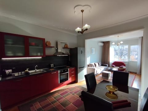 Coffee/tea facilities, Kitchen or kitchenette, Dining area, pet friendly, stove, air conditioner