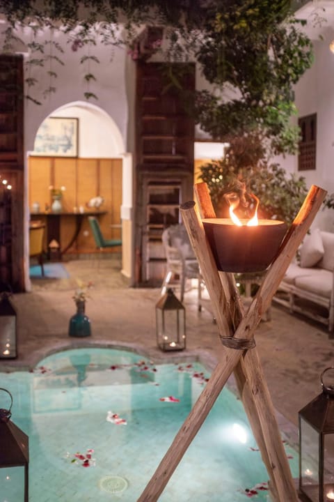 Patio, Night, Pool view