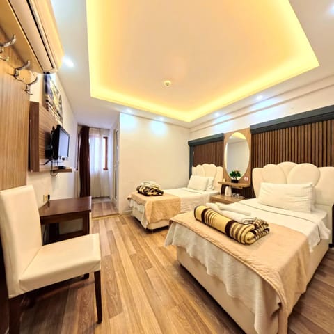 Bed, TV and multimedia, towels, air conditioner