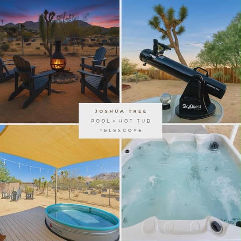 10 minutes to JTNP - Sauna, Hot Tub, Cold Plunge Saltwater Pool, Telescope, Fireplace and Views House in Joshua Tree