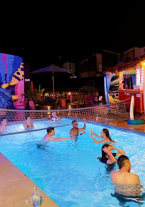 Night, People, Pool view, Swimming pool, group of guests
