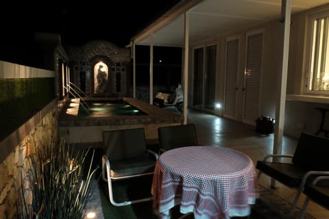 Patio, Night, Seating area