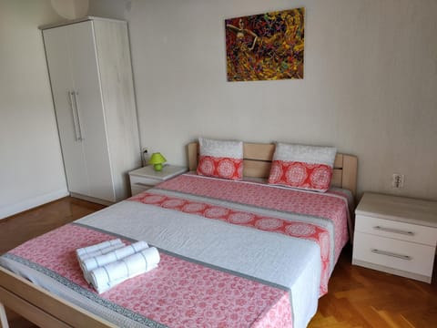 Bed, hair dresser, wardrobe