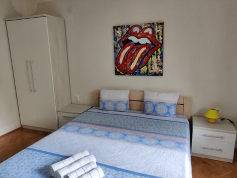 Bed, hair dresser, wardrobe