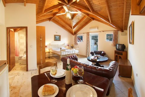 Bed, Living room, Seating area