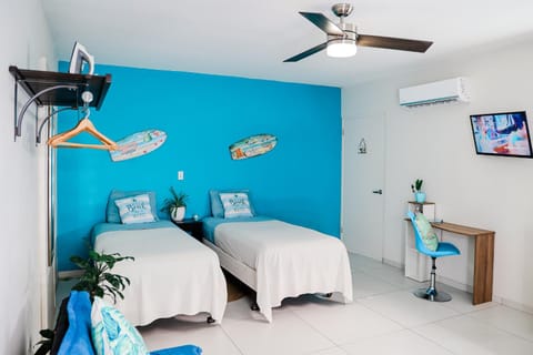 Photo of the whole room, Bedroom, fireplace, air conditioner