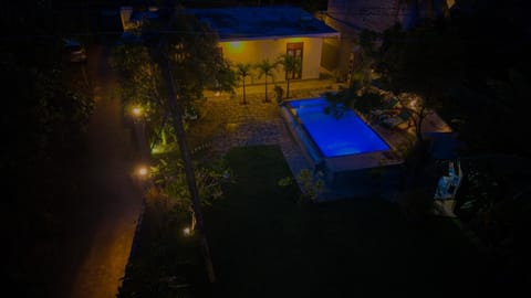 Night, Pool view, Swimming pool