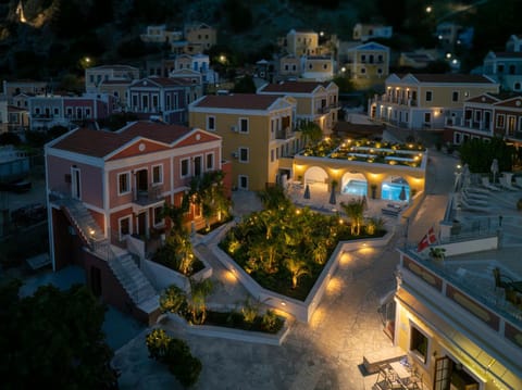 Property building, Night, Neighbourhood, Bird's eye view, City view, Pool view, Swimming pool, Location