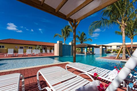 Swimming pool, sunbed