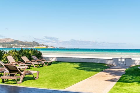Natural landscape, Beach, Mountain view, sunbed
