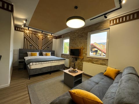 Bed, TV and multimedia, Living room, Photo of the whole room, Seating area, Bedroom
