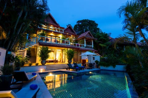 Property building, Night, Swimming pool