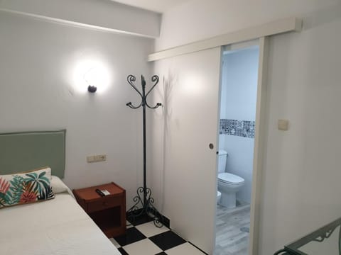 Shower, Bed, Bathroom, Photo of the whole room, Bedroom