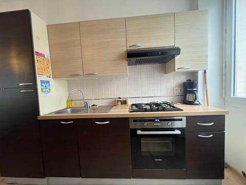 Kitchen or kitchenette, dishwasher, stove