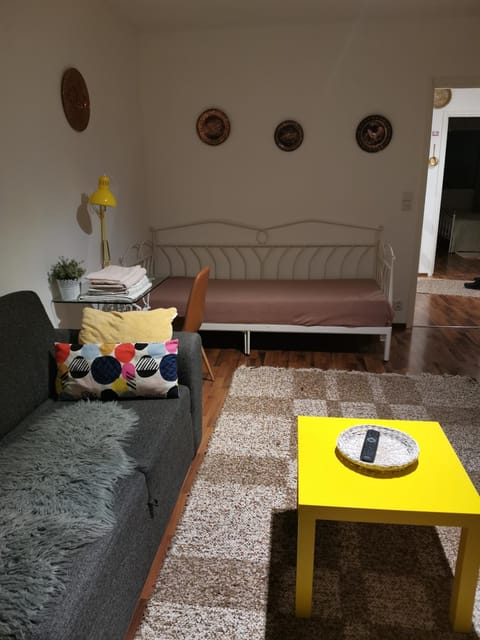 Bed, Living room, Seating area