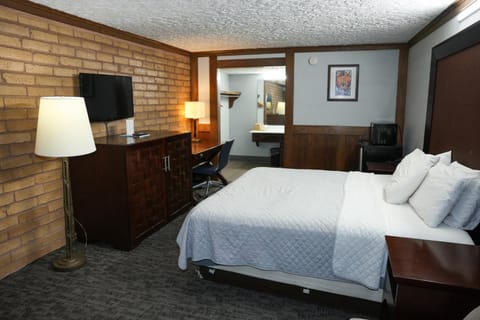 Bed, TV and multimedia, Living room, Seating area, Bedroom