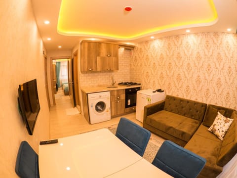 Kitchen or kitchenette, Living room, Seating area