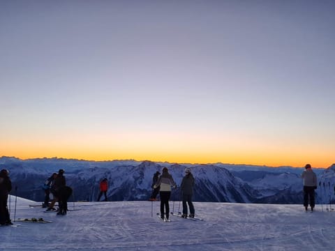 Skiing, Sunrise, Sunset