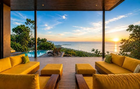 Pool view, Sea view, Swimming pool, Sunset, sunbed