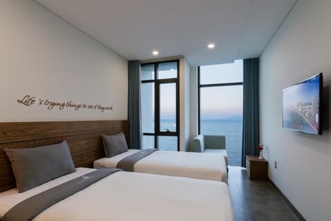 Bed, Living room, Sea view