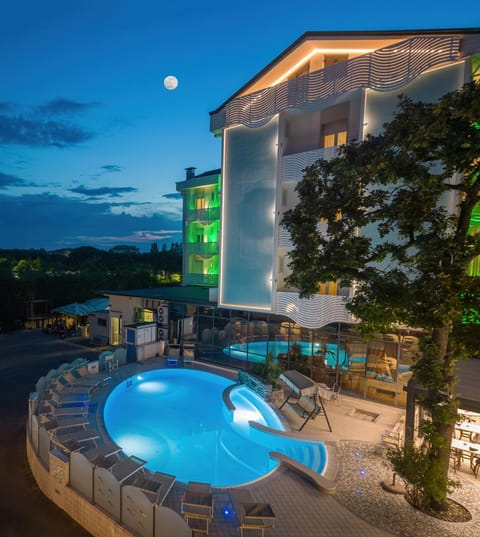 Night, Pool view, Swimming pool