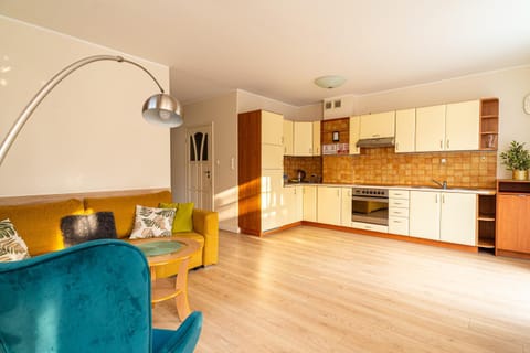 Kitchen or kitchenette, Living room, Seating area, Dining area, stove