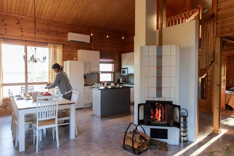 Dining area, fireplace
