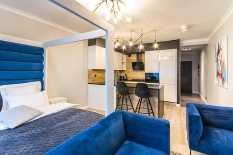 Bed, Kitchen or kitchenette, Living room, Seating area, Dining area, Bedroom