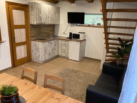 Kitchen or kitchenette, stove