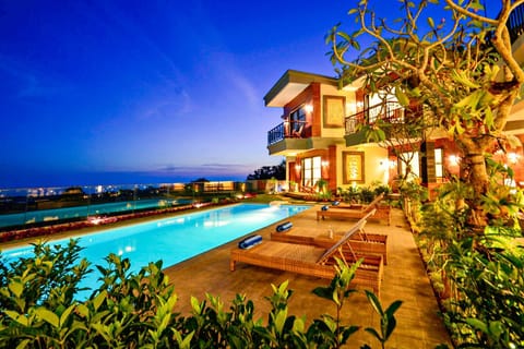 Property building, Swimming pool, Sunset