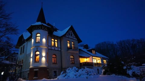 Property building, Night, Winter