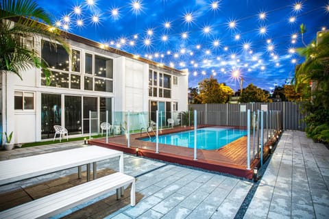 Property building, Night, Garden, Pool view, Swimming pool, Swimming pool