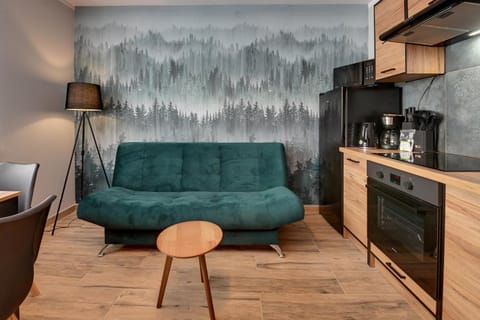 Kitchen or kitchenette, Living room, Seating area