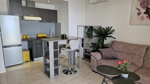 Kitchen or kitchenette, Living room, Seating area