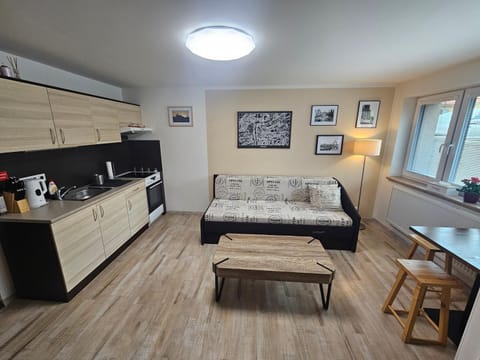Bed, Kitchen or kitchenette, Living room, Seating area, Dining area