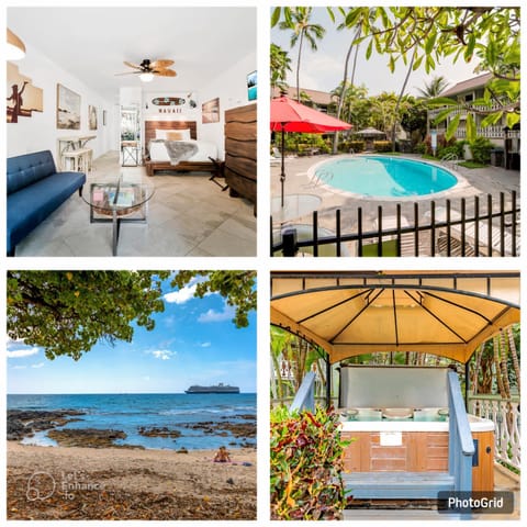 BBQ facilities, Hot Tub, Living room, Beach, Bedroom, Swimming pool, sunbed