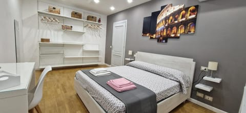 Bed, Bedroom, towels, wardrobe, air conditioner
