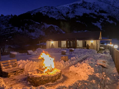 Property building, Night, Natural landscape, Winter, Mountain view