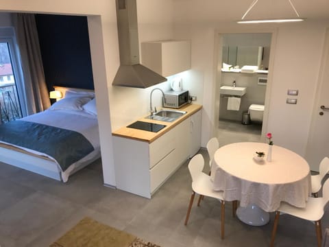 Bathroom, Kitchen or kitchenette, Living room, Seating area, Dining area, Bedroom