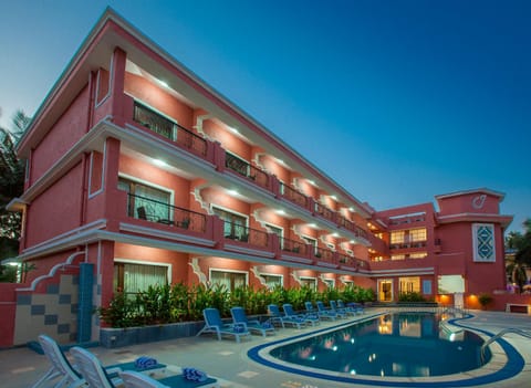 Property building, Swimming pool, Sunset