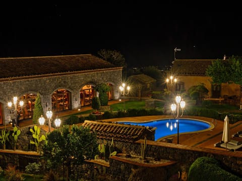 Property building, Night, Garden, Garden view, Pool view, Swimming pool