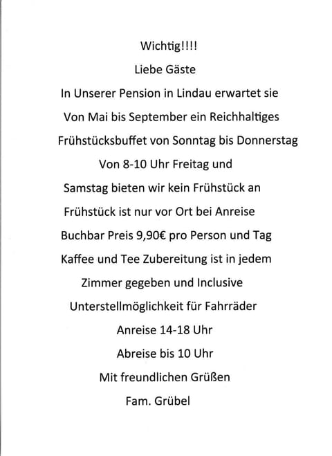 Pension Grübel Bed and Breakfast in Lindau