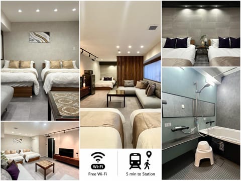 Bed, Bathroom, Living room, Photo of the whole room, Bedroom