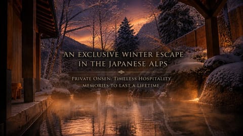 Natural landscape, Winter, Hot Spring Bath, Hot Tub, Text overlay, Sunset