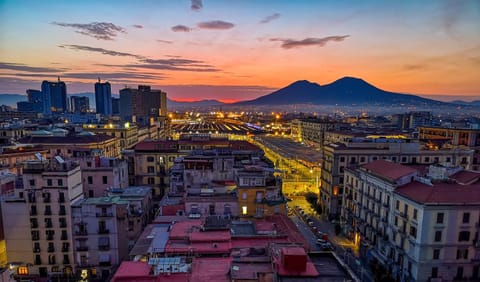 Bird's eye view, City view, Sunrise