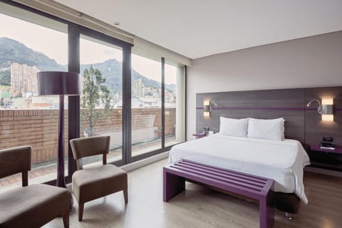 Bed, Bedroom, City view