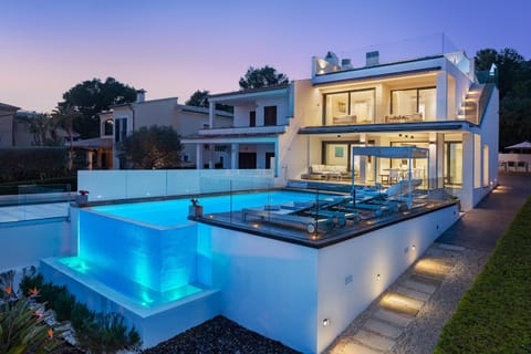 Property building, Night, Pool view, Swimming pool