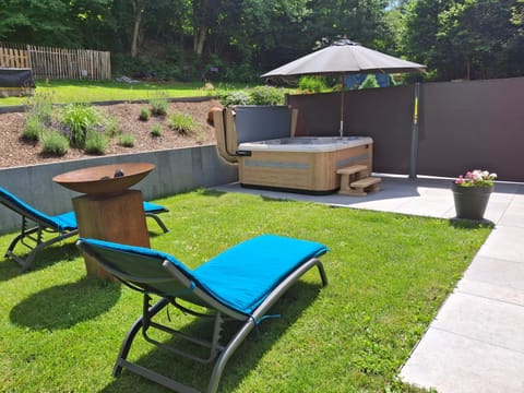 Patio, Hot Tub, Garden view, sunbed
